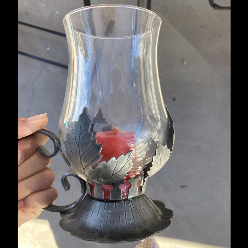 Unique Vintage Candlestick with Hurricane Cover